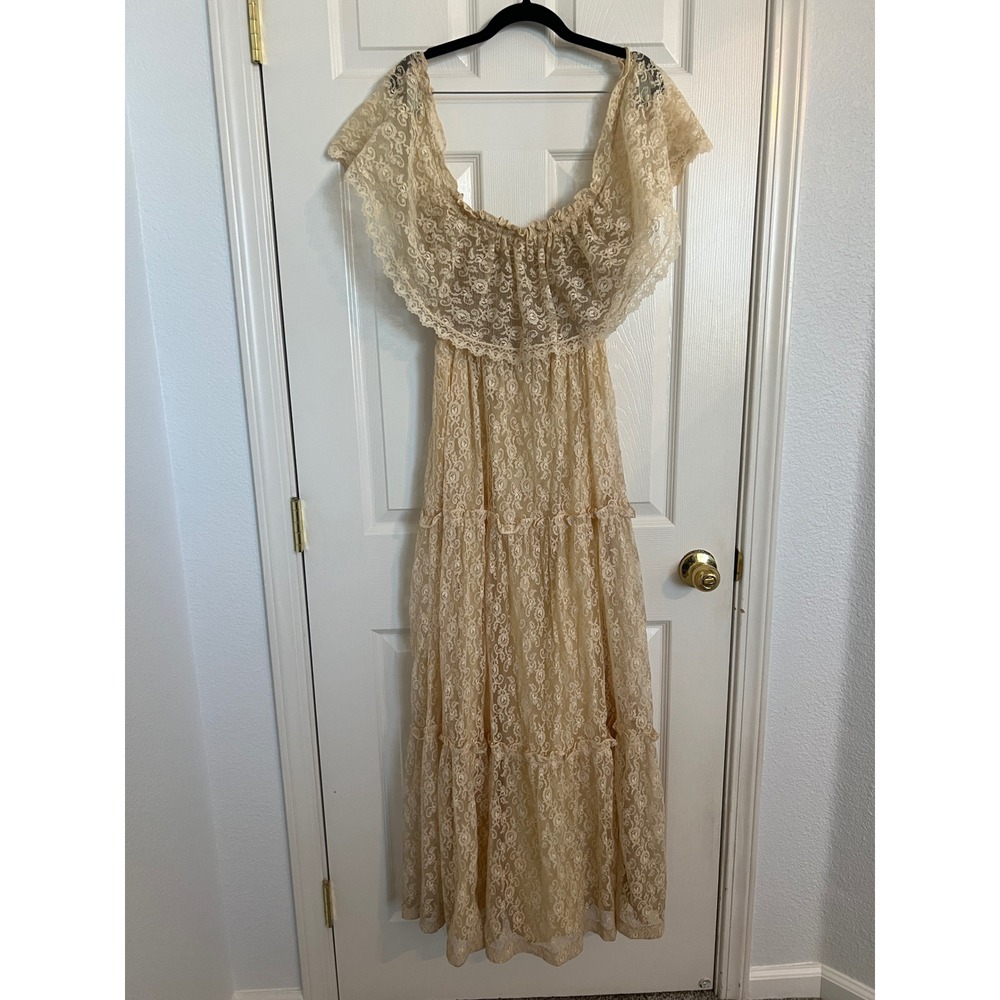 Candi Jones California Vintage 70s Lace Prairie Cottagecore Maxi Dress